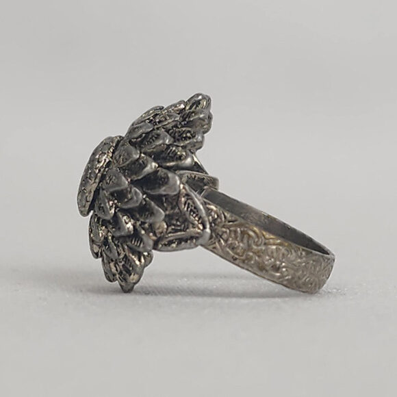Vintage Silver Flower Adjustable Ring - Picture 5 of 6
